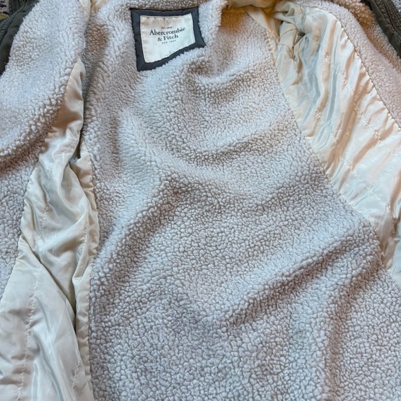 Vintage Y2K Abercrombie & Fitch Green Utility Sherpa Lined Fur Hood Jacket - Picture 9 of 12